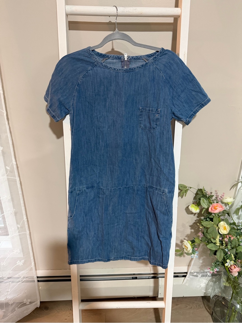 Mavi Indigo Short Sleeve Denim Shift Dress - Picture 2 of 7